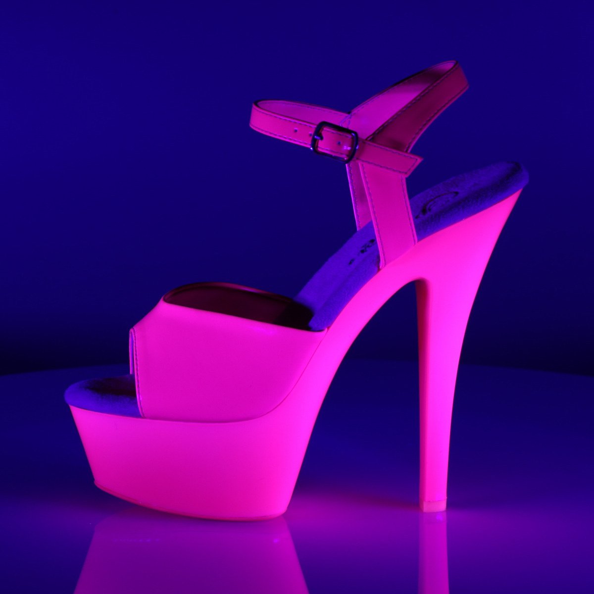 Pleaser Kiss-209UV NHPNK/M - Shiny Pink Uv Reactive Platform High-Heel Sandals