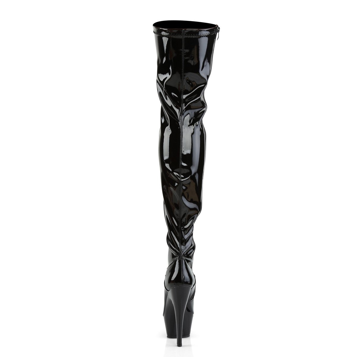 Pleaser Kiss-3000 B/M - Shiny Black Platform High-Heel Thigh High Boots