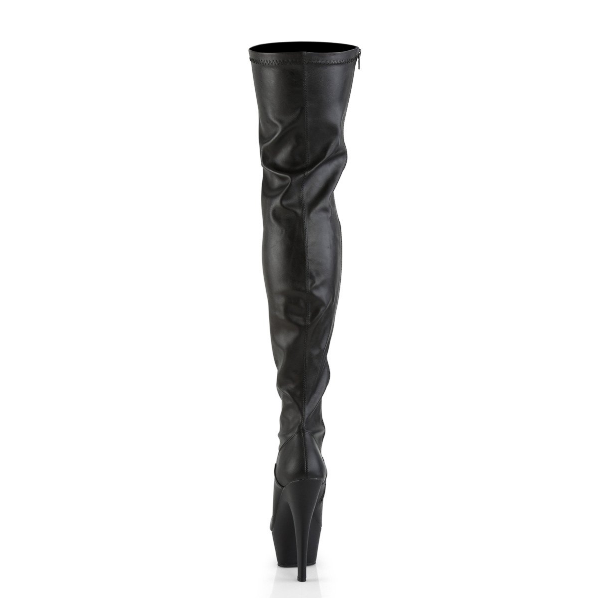 Pleaser Kiss-3000 BPU/M - Black Platform High-Heel Thigh High Boots