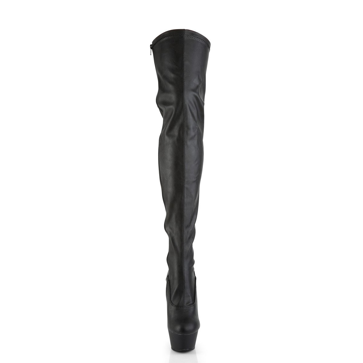 Pleaser Kiss-3000 BPU/M - Black Platform High-Heel Thigh High Boots