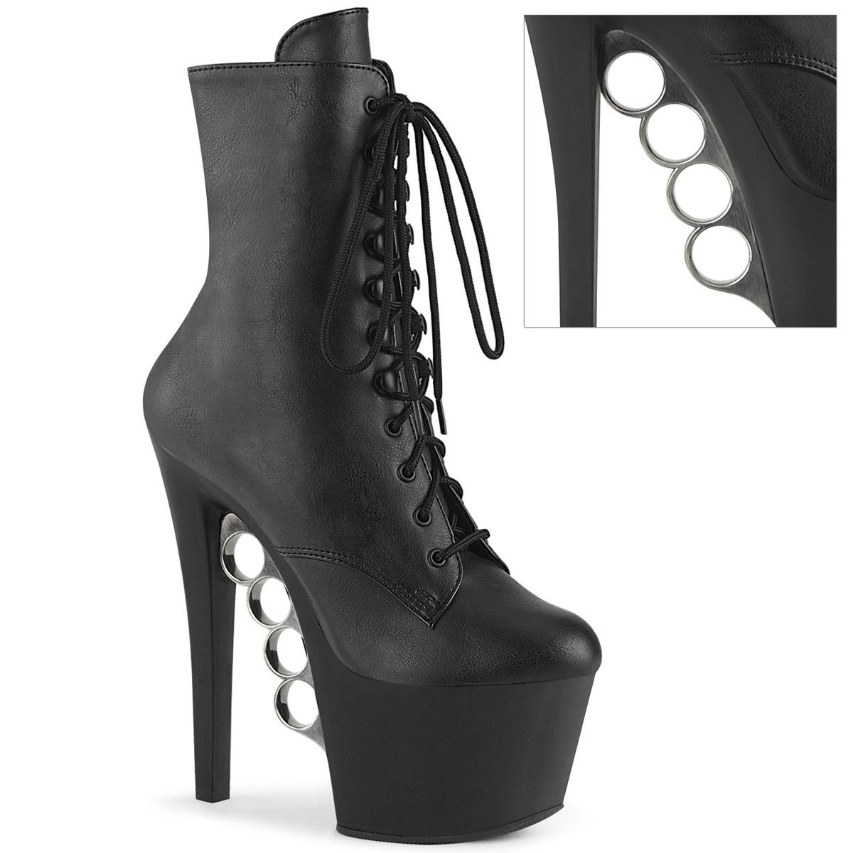 Pleaser Knucks-1020 BPU/M - Black High-Platform Ankle Boots