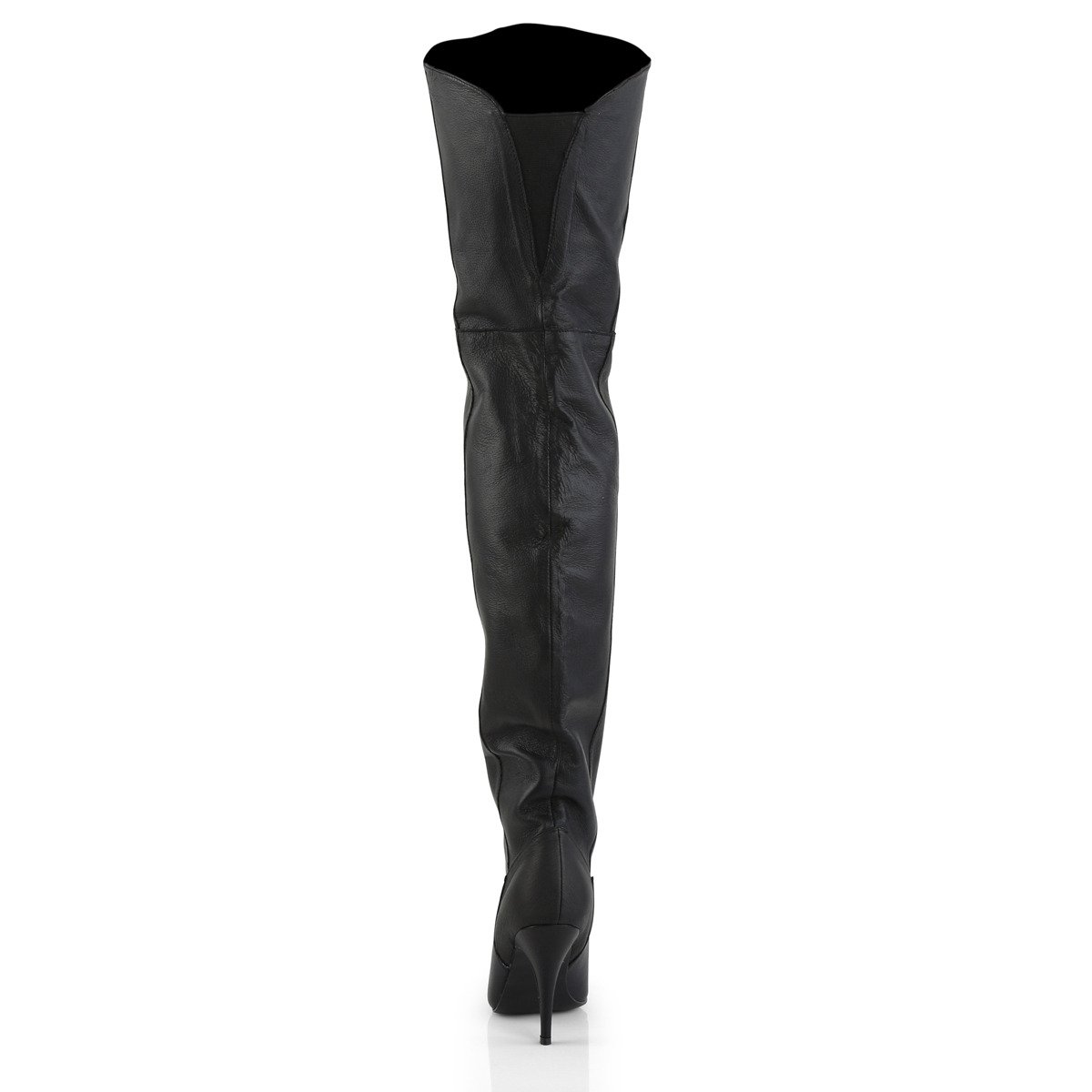 Pleaser Legend-8868 B/LE - Black Leather Heeled Single Sole Thigh High Boots