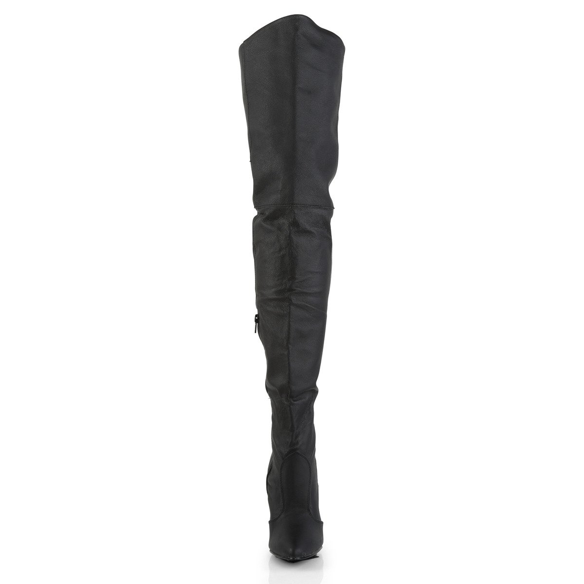 Pleaser Legend-8899 B/LE - Black Leather High-Heel Single Sole Thigh High Boots