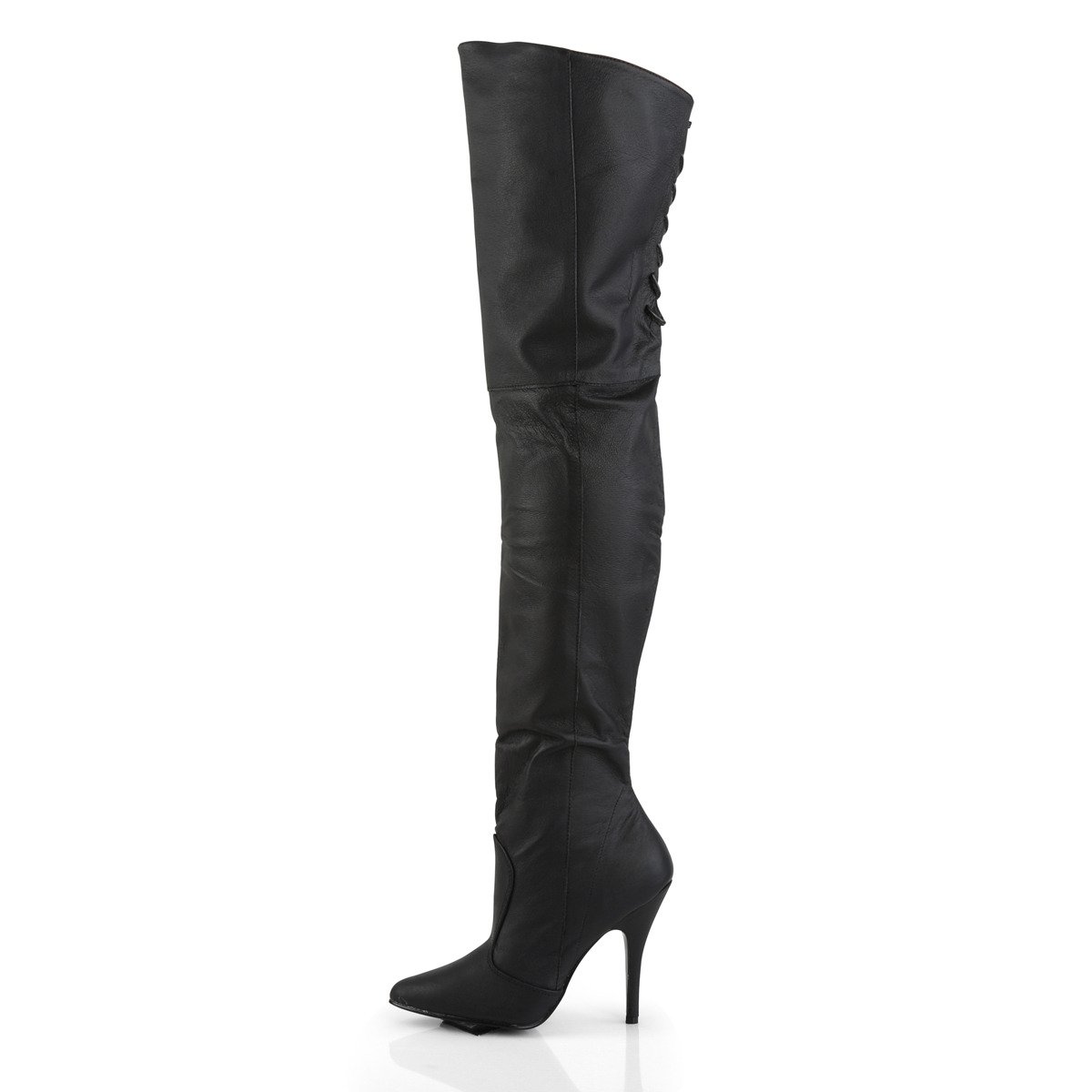 Pleaser Legend-8899 B/LE - Black Leather High-Heel Single Sole Thigh High Boots