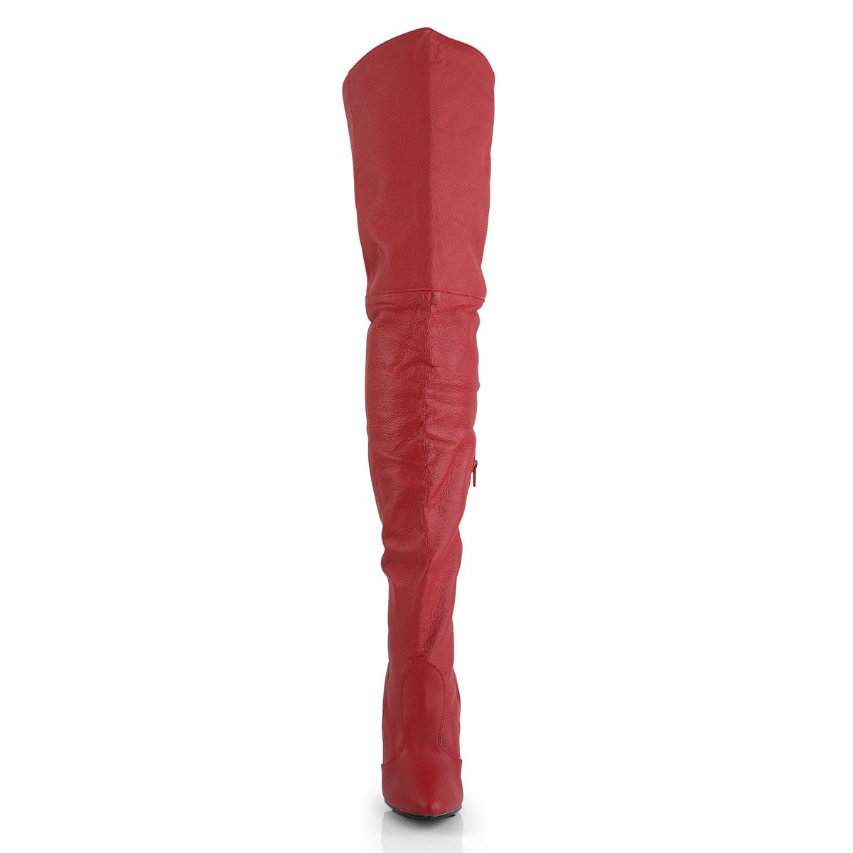 Pleaser Legend-8899 R/LE - Red Leather High-Heel Single Sole Thigh High Boots