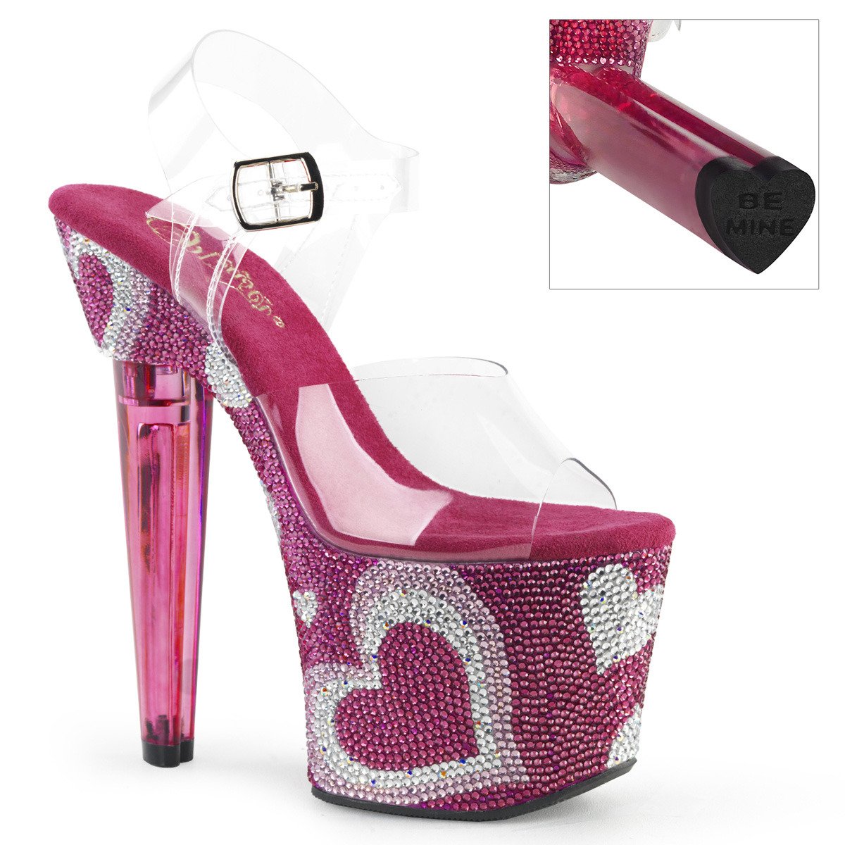 Pleaser Lovesick-708HEART C/HP - Clear High-Platform Sandals