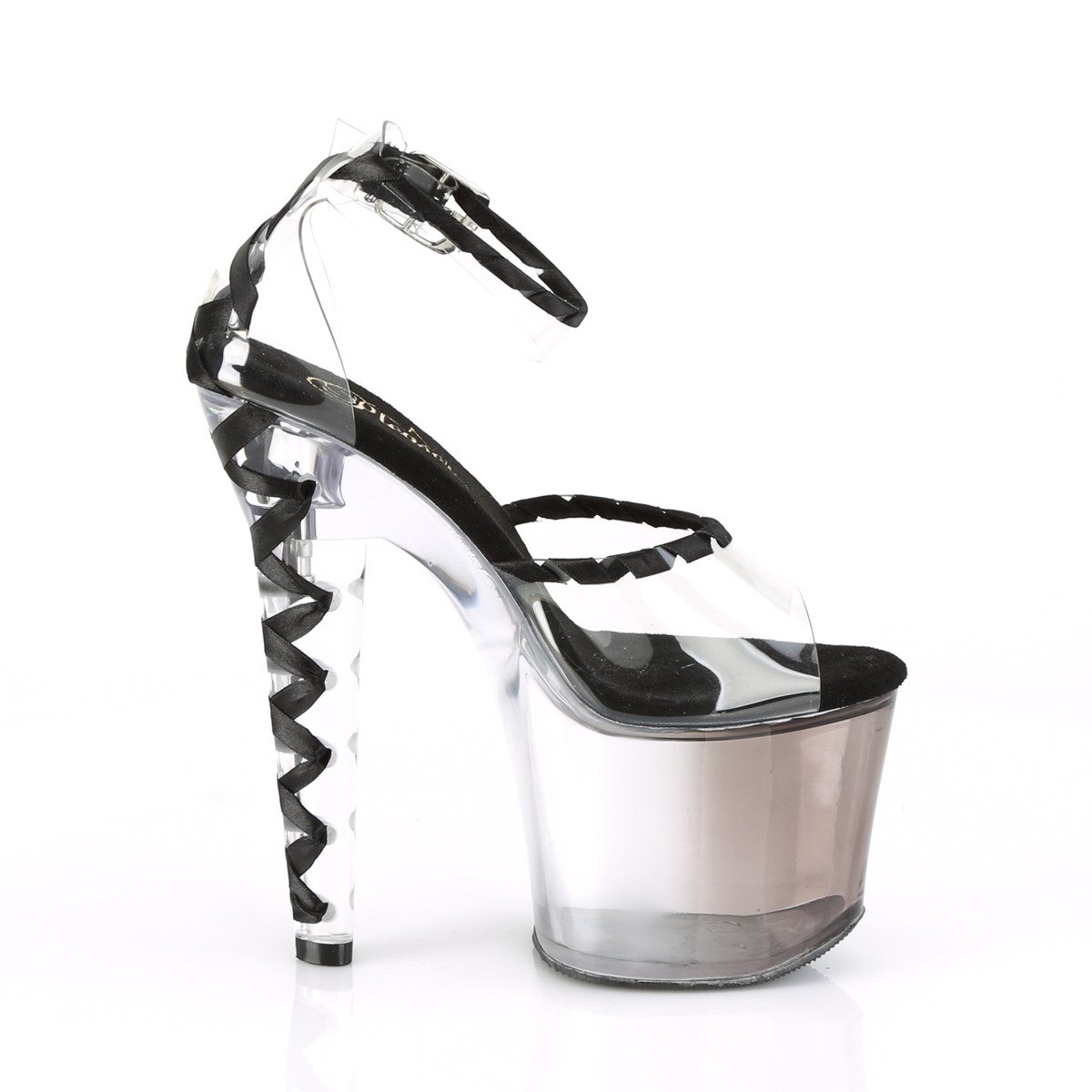 Pleaser Lovesick-712T C-B/FDB - Clear High-Platform Ankle Strap Heels