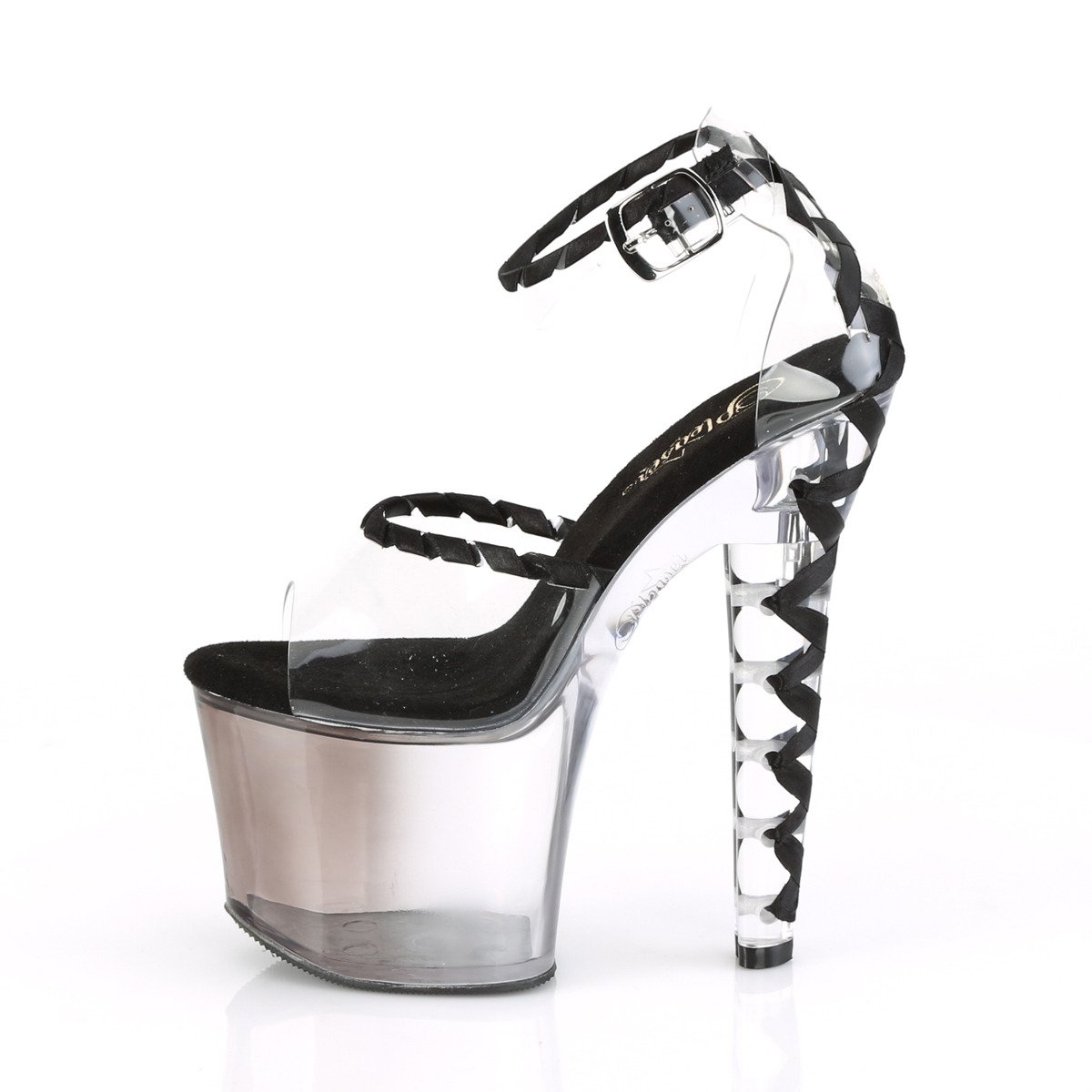 Pleaser Lovesick-712T C-B/FDB - Clear High-Platform Ankle Strap Heels