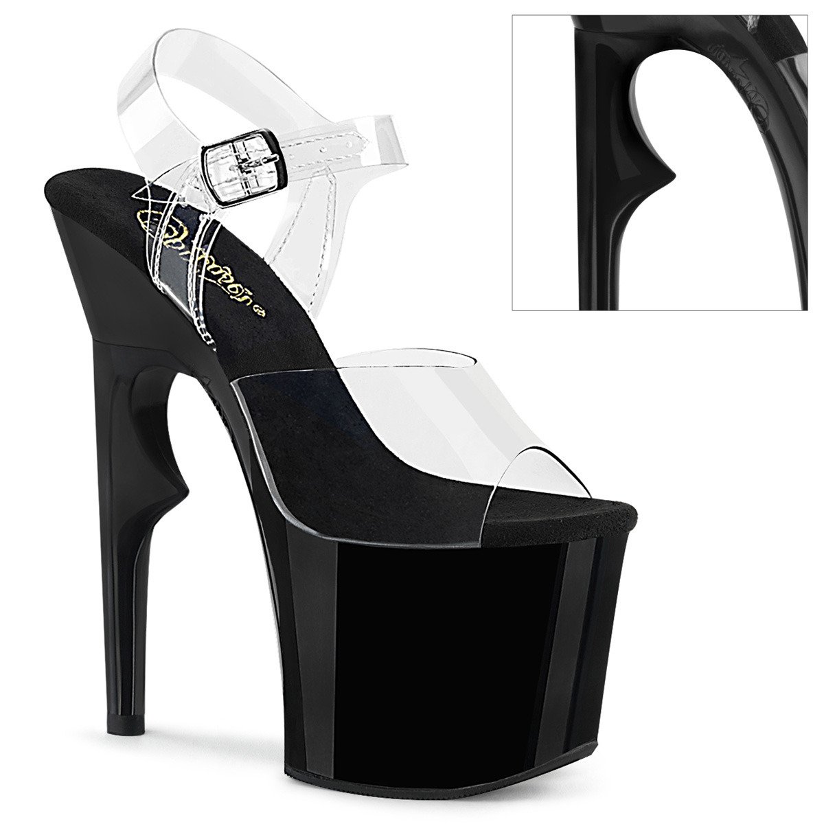 Pleaser Lovethorn-708 C/B - Clear High-Platform Sandals