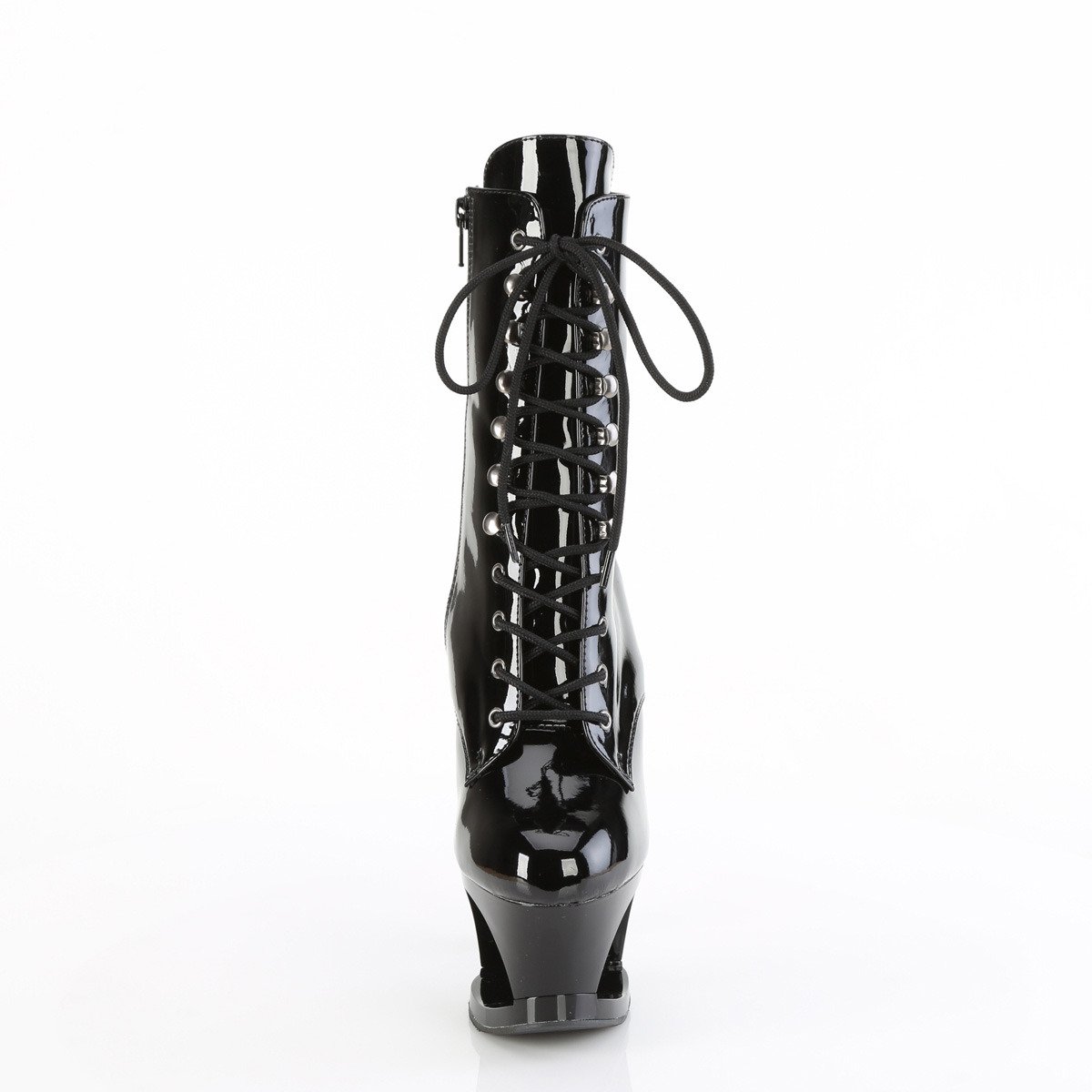 Pleaser Moon-1020SK B/B-PW - Shiny Black High-Platform Ankle Boots