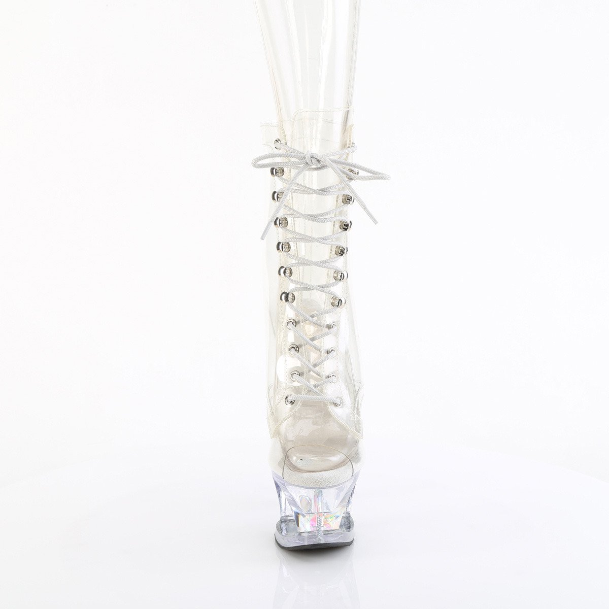 Pleaser Moon-1021C-DIA C/M - Clear High-Platform Peep Toe Boots