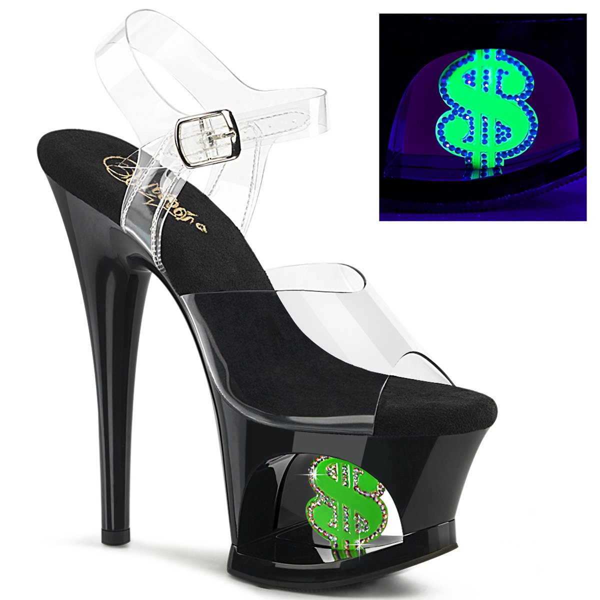 Pleaser Moon-708USD C/B-NGN - Clear High-Platform Sandals