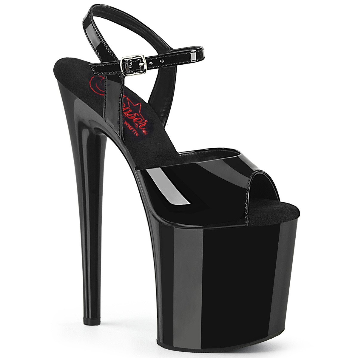 Pleaser Naughty-809 B/M - Shiny Black High-Platform Sandals
