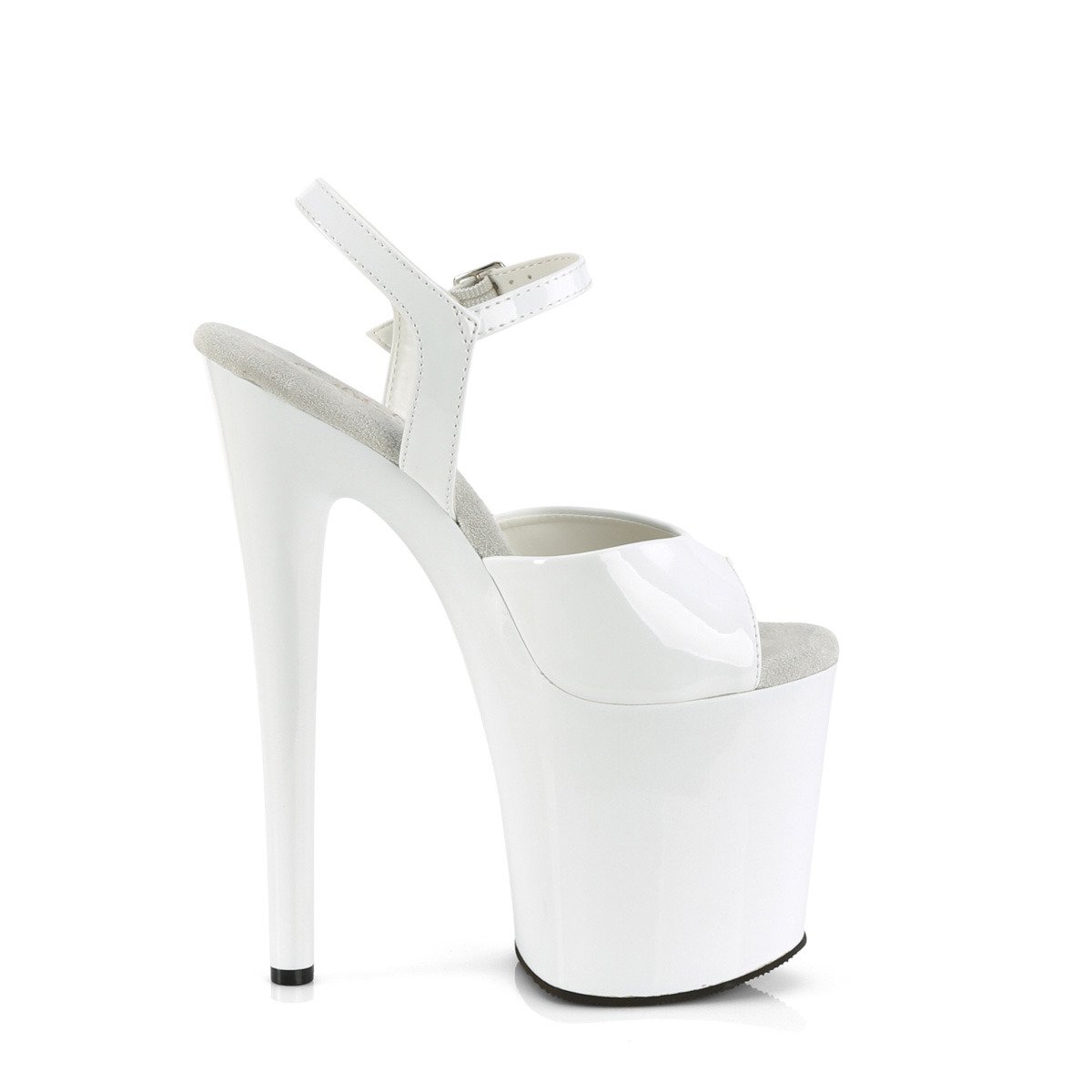 Pleaser Naughty-809 W/M - Shiny White High-Platform Sandals