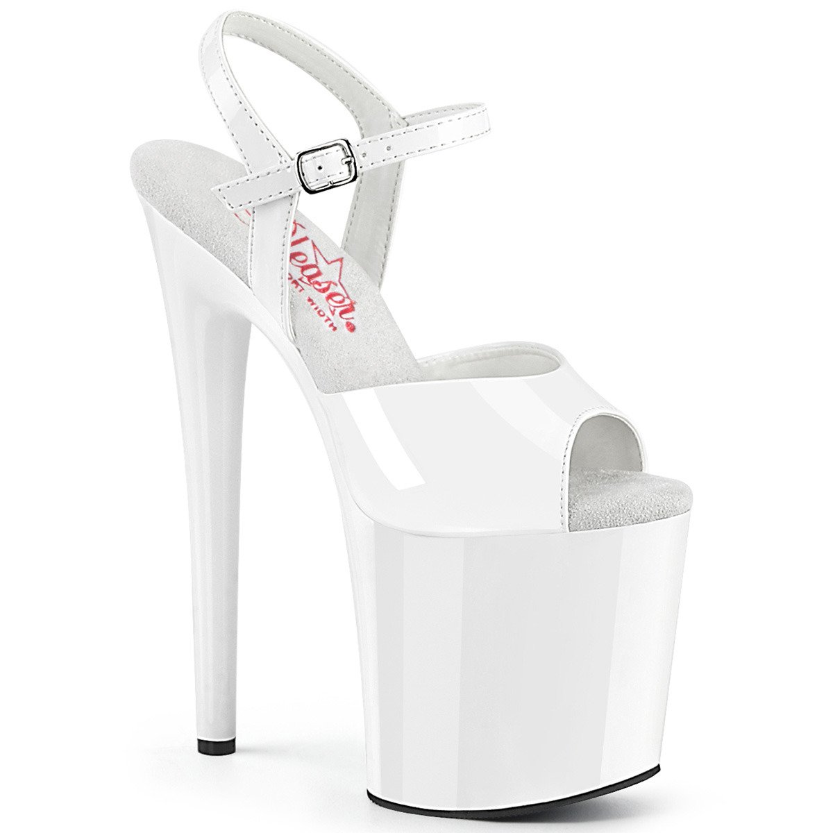 Pleaser Naughty-809 W/M - Shiny White High-Platform Sandals