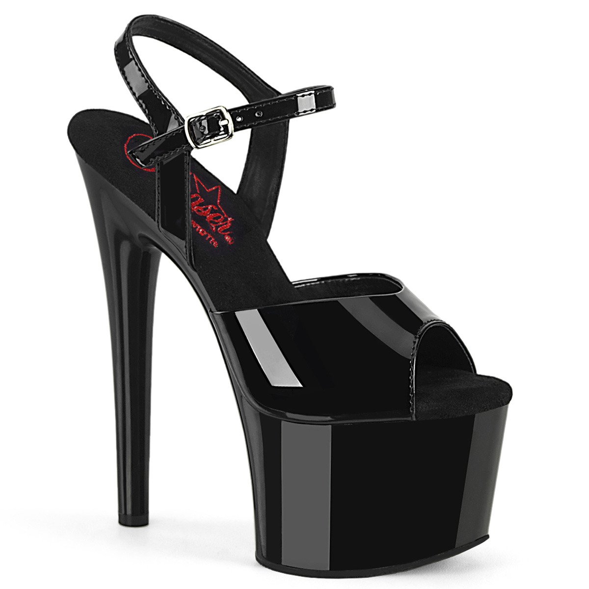 Pleaser Passion-709 B/M - Shiny Black High-Platform Sandals