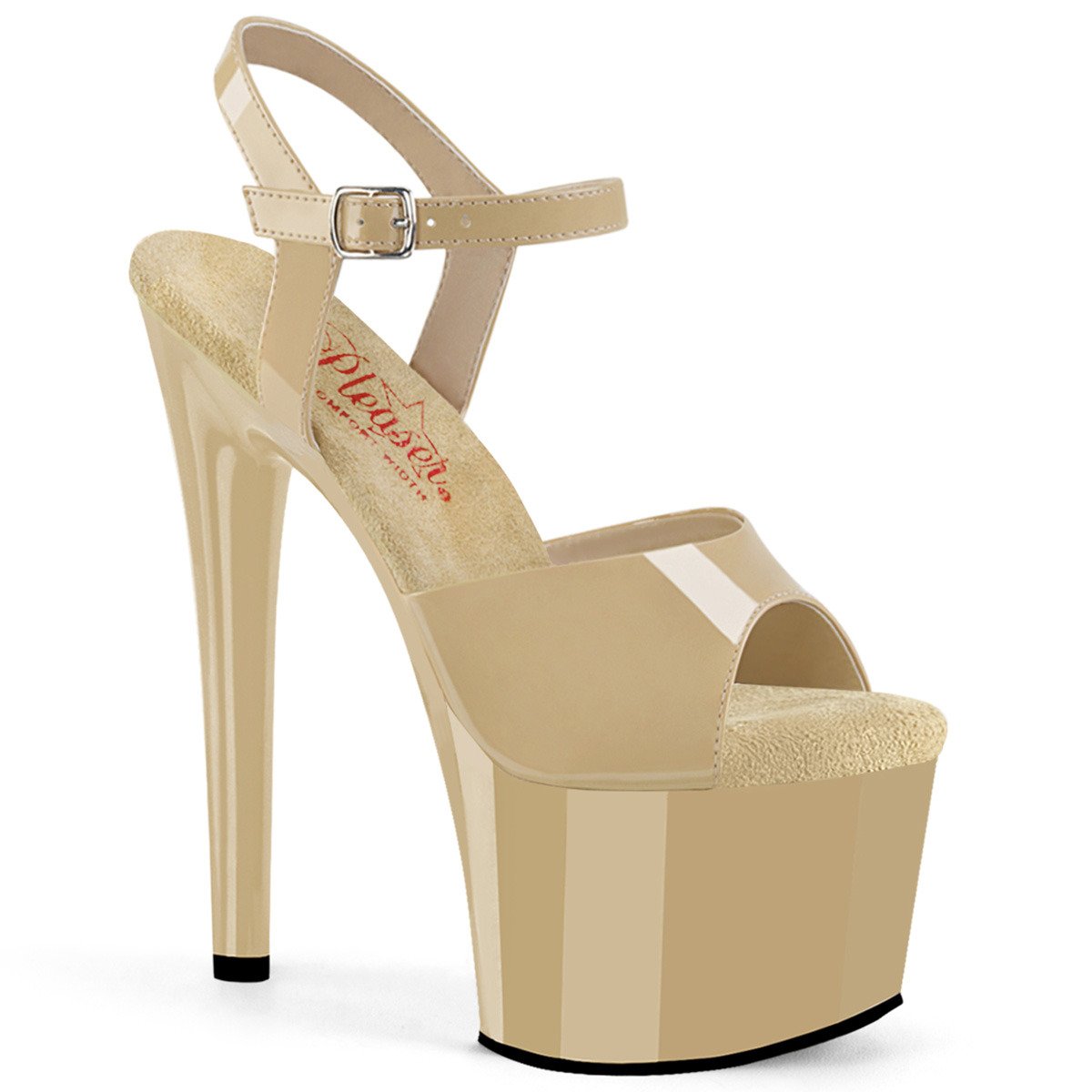 Pleaser Passion-709 CR/M - Shiny Beige High-Platform Sandals