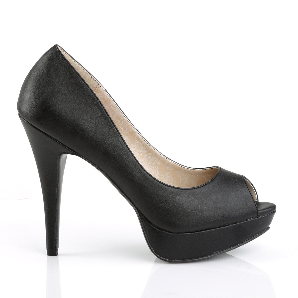 Pleaser Pink Label Chloe-01 BPU - Black Platform High-Heel Peep Toe Heels