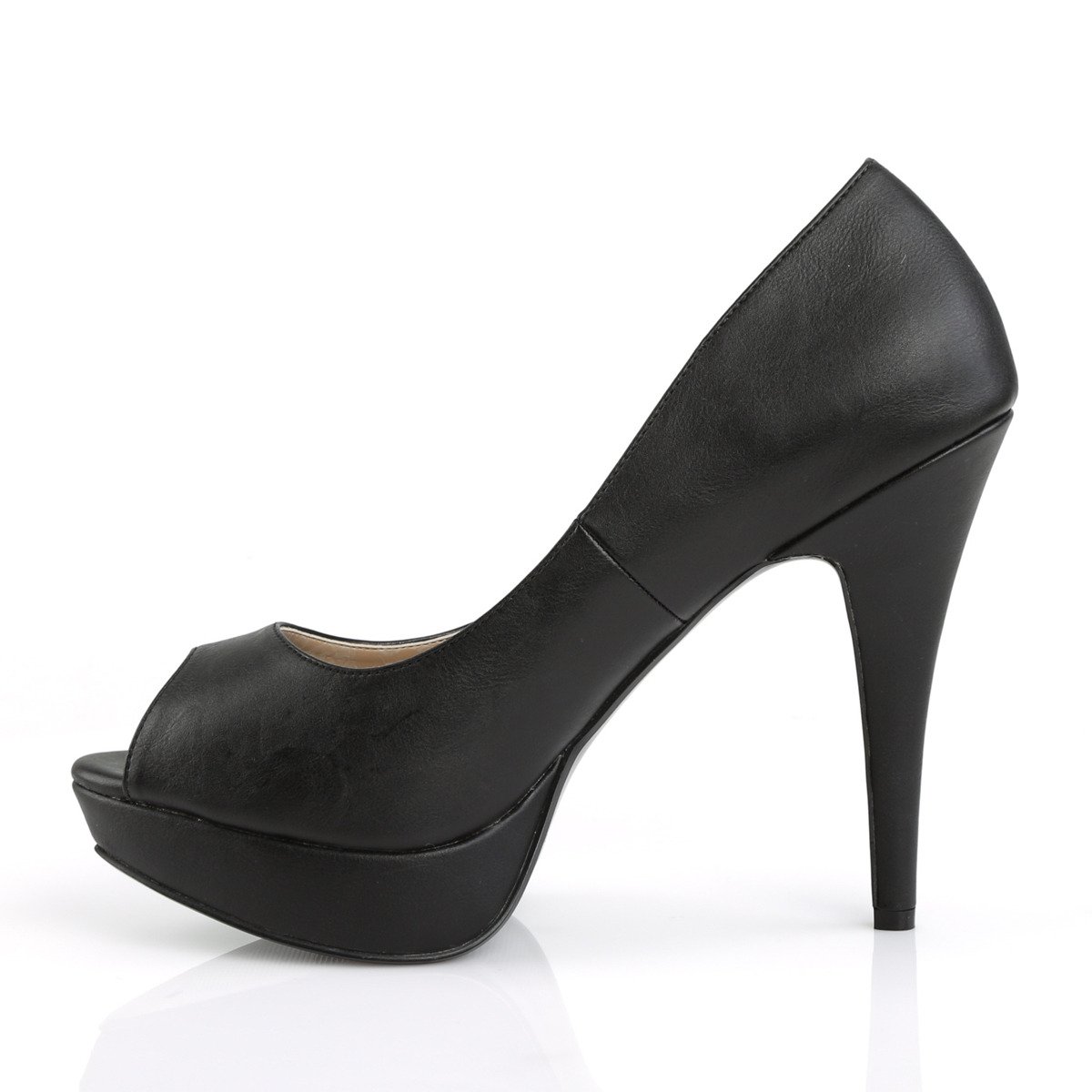Pleaser Pink Label Chloe-01 BPU - Black Platform High-Heel Peep Toe Heels