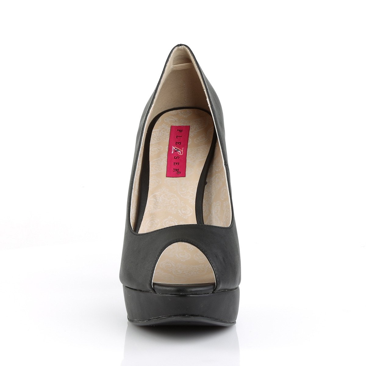 Pleaser Pink Label Chloe-01 BPU - Black Platform High-Heel Peep Toe Heels