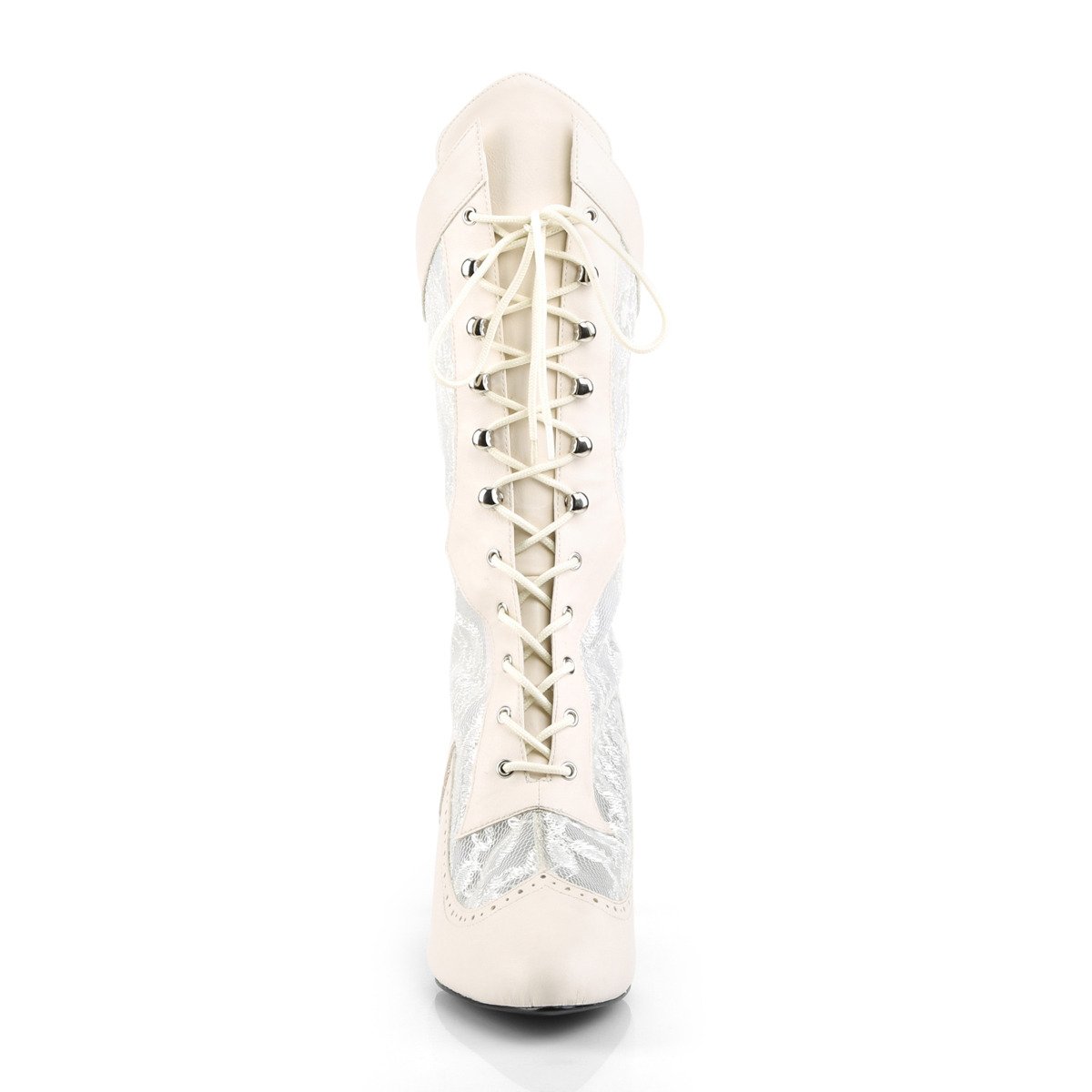 Pleaser Pink Label Divine-1050 IVPU-SALC - White Heeled Single Sole Ankle Boots