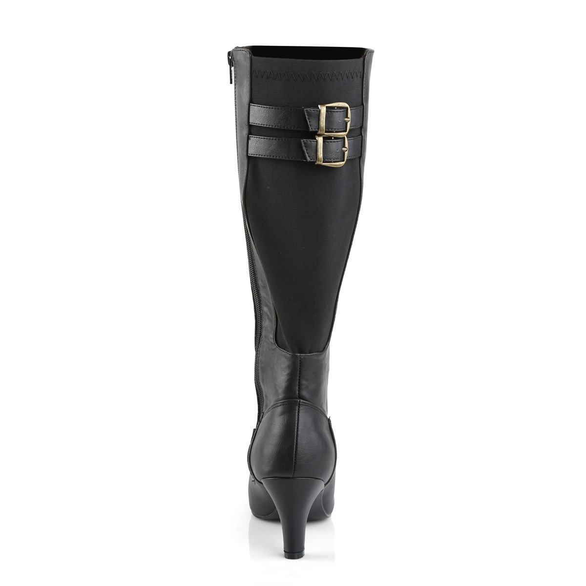Pleaser Pink Label Divine-2018 BPU - Black Heeled Knee High Single Sole Boots