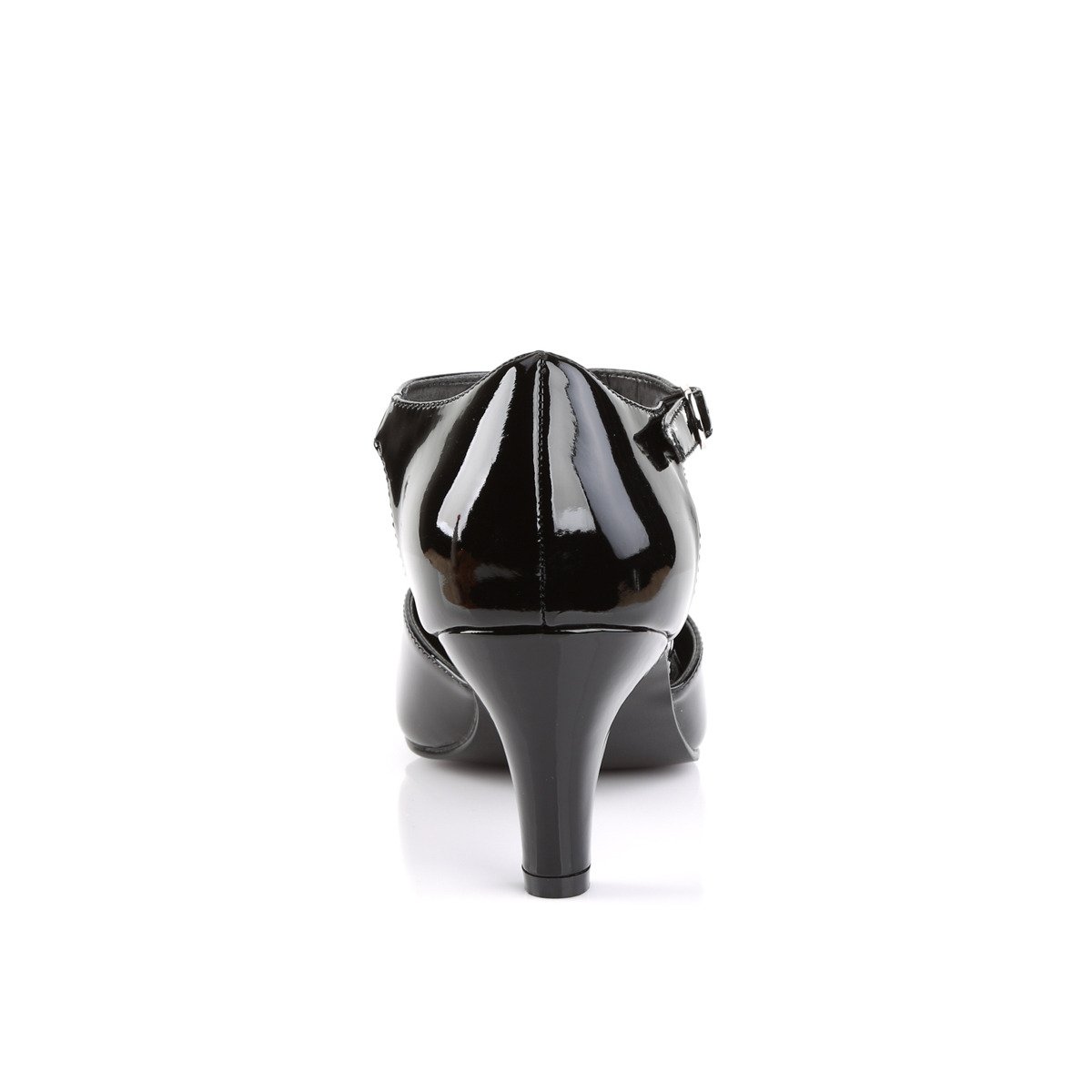 Pleaser Pink Label Divine-415 B - Shiny Black Single Sole Pumps With Straps