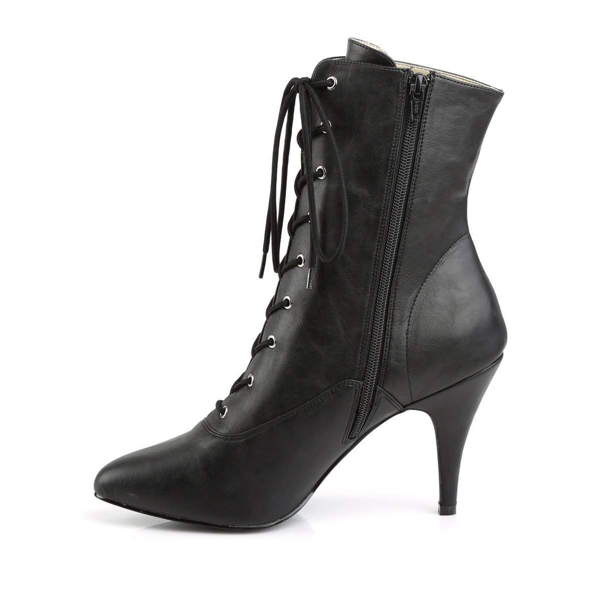 Pleaser Pink Label Dream-1020 BPU - Black High-Heel Single Sole Ankle Boots