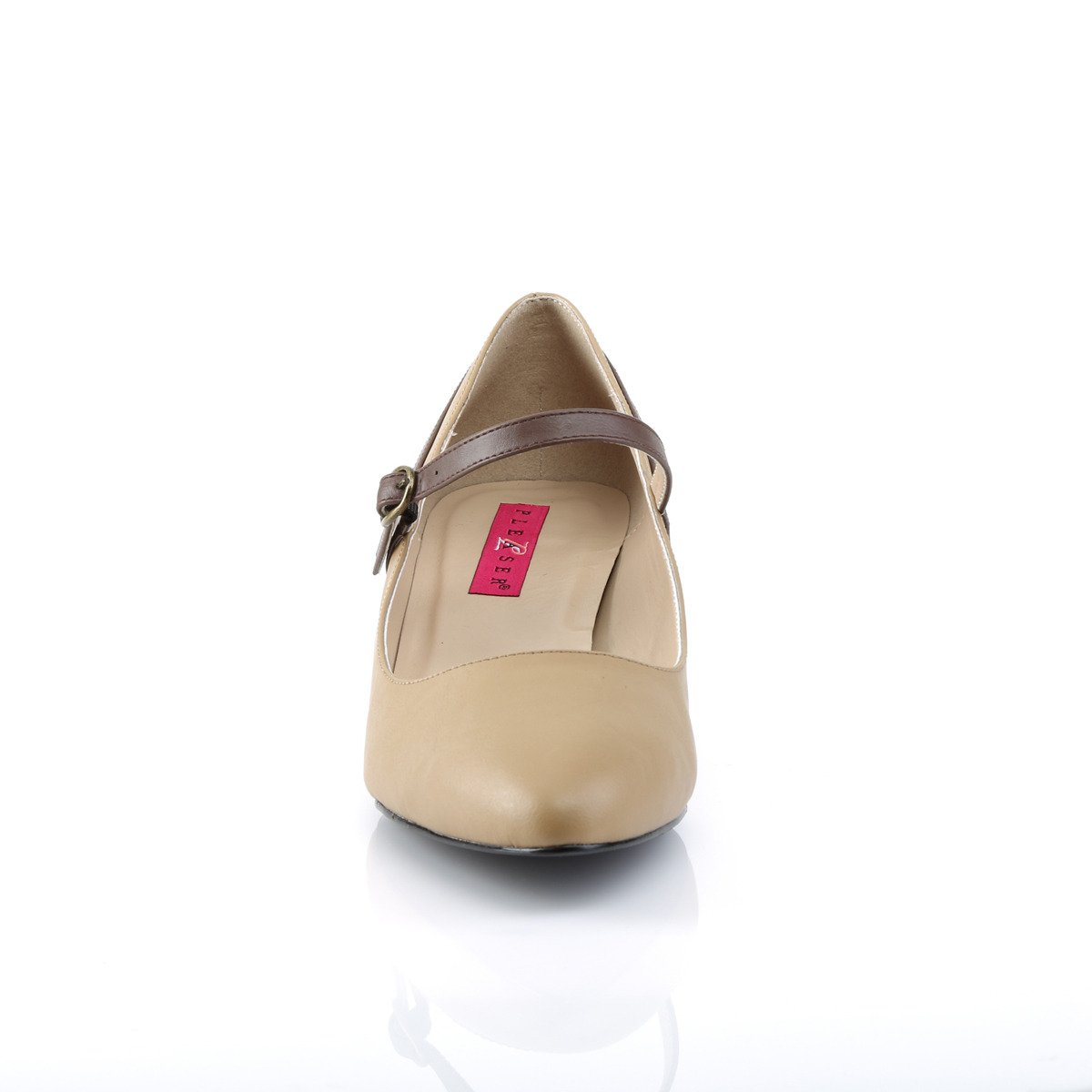 Pleaser Pink Label Fab-425 T-BNPU - Beige Single Sole Pumps With Straps