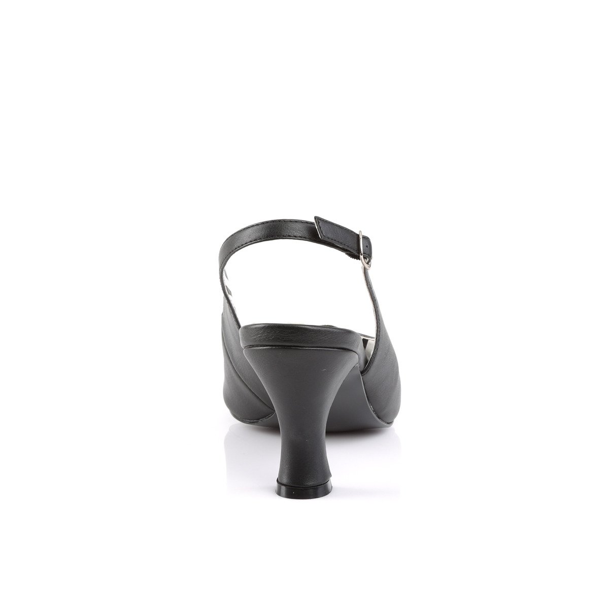 Pleaser Pink Label Jenna-02 BPU - Black Chunky-Heel Peep Toe And Sling Back Single Sole Heels