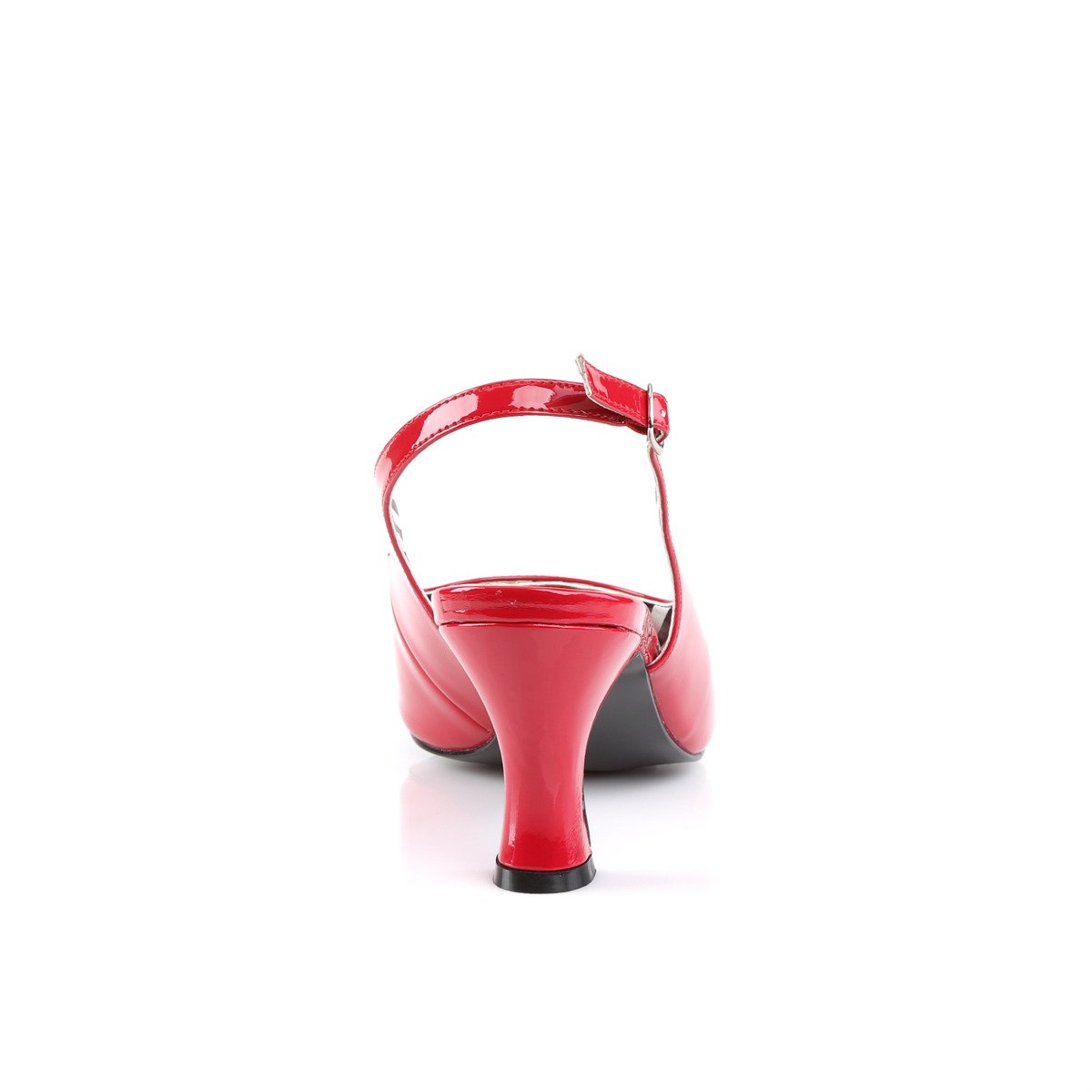 Pleaser Pink Label Jenna-02 R - Shiny Red Chunky-Heel Peep Toe And Sling Back Single Sole Heels