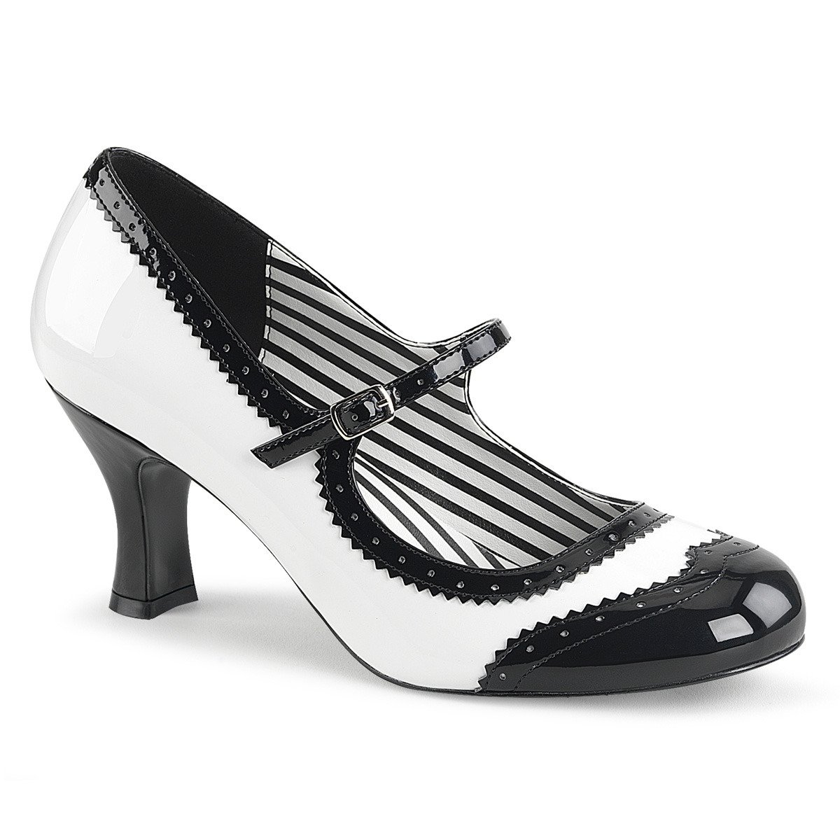 Pleaser Pink Label Jenna-06 W-B - Shiny White Chunky-Heel Stilettos