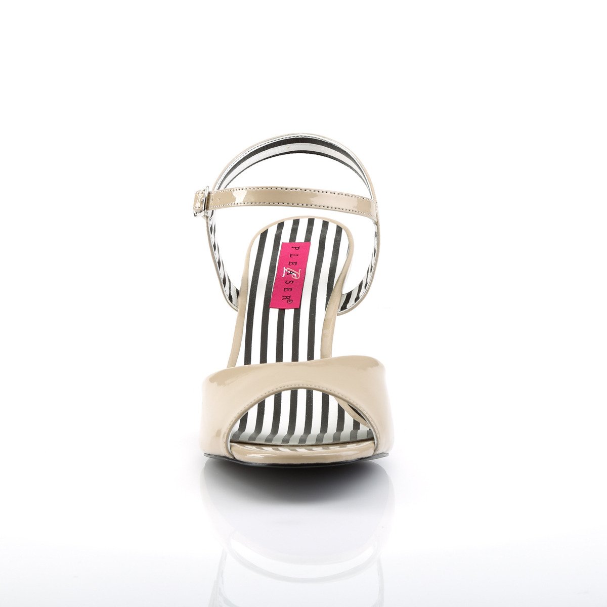 Pleaser Pink Label Jenna-09 CR - Shiny Beige Chunky-Heel Single Sole Sandals