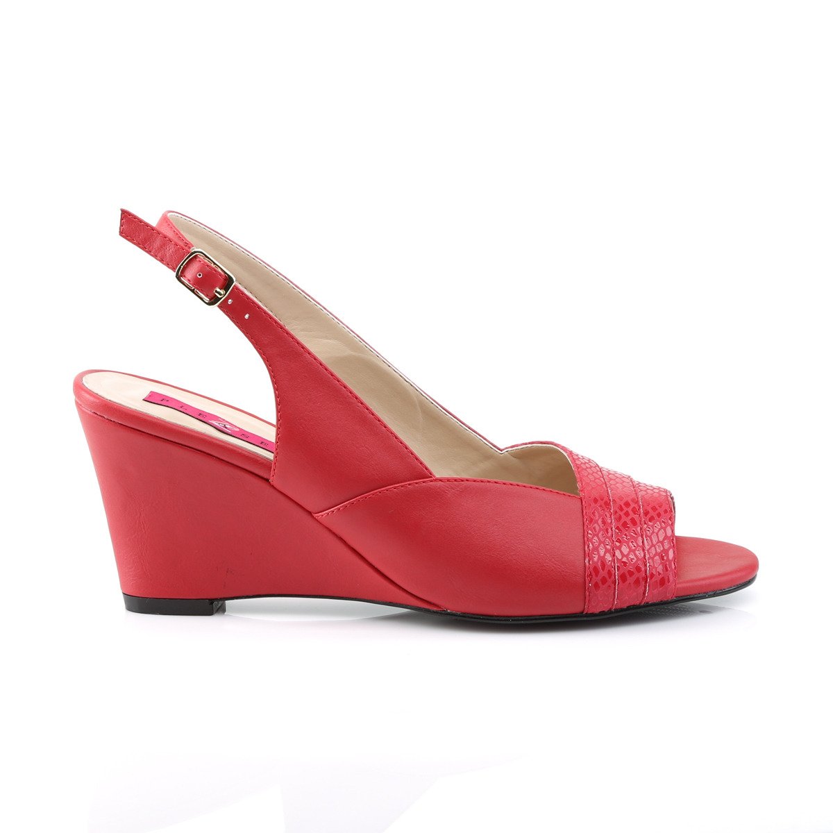 Pleaser Pink Label Kimberly-01SP RPU - Red Hedge Peep Toe And Sling Back Single Sole Heels