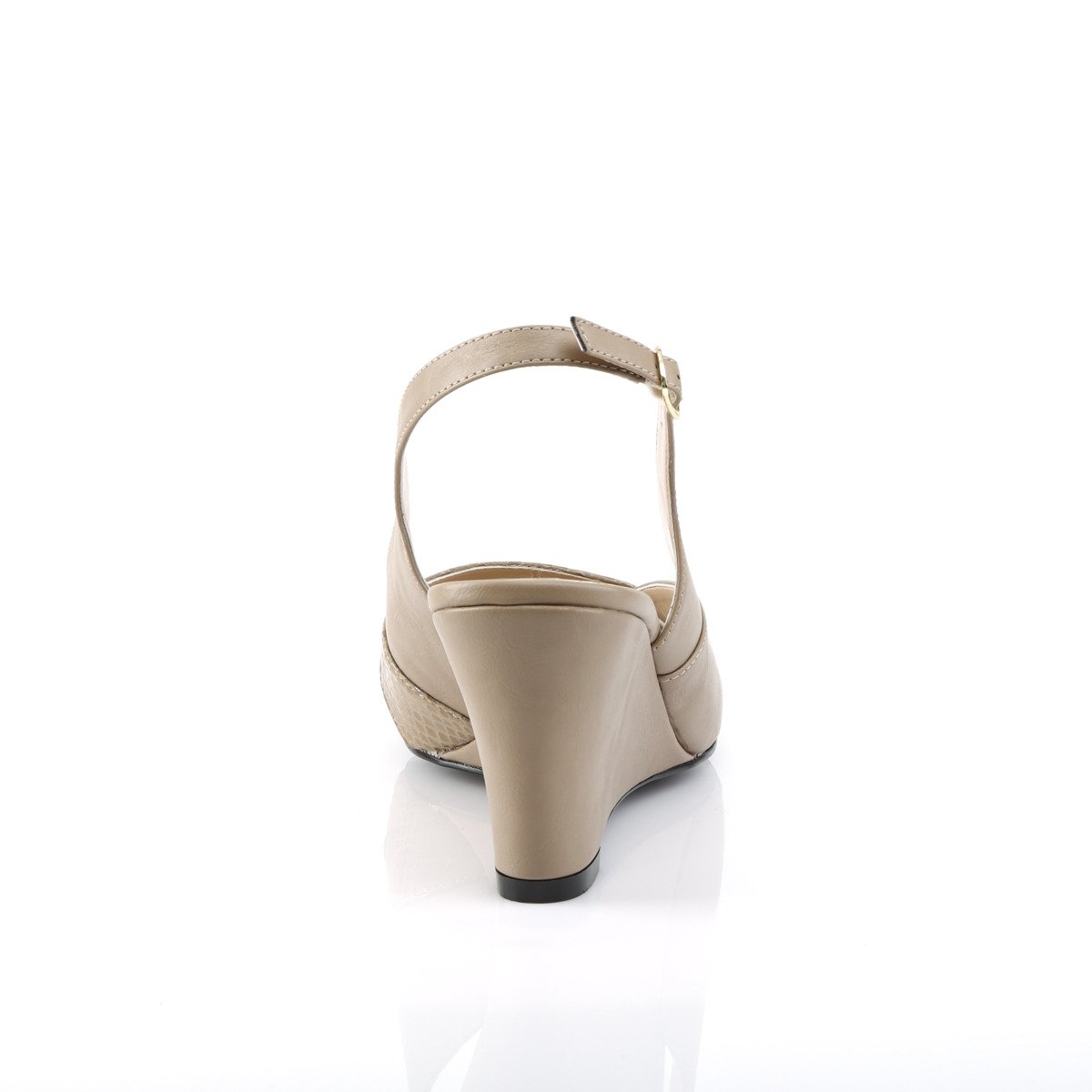 Pleaser Pink Label Kimberly-01SP TPPU - Beige Hedge Peep Toe And Sling Back Single Sole Heels
