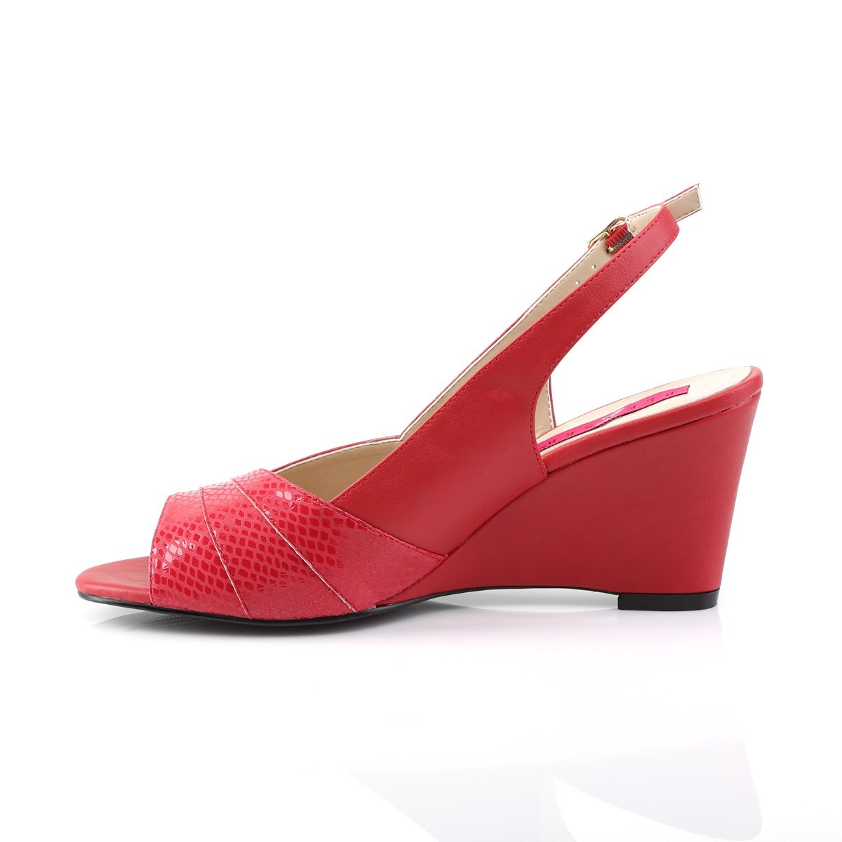 Pleaser Pink Label Kimberly-01SP RPU - Red Hedge Peep Toe And Sling Back Single Sole Heels