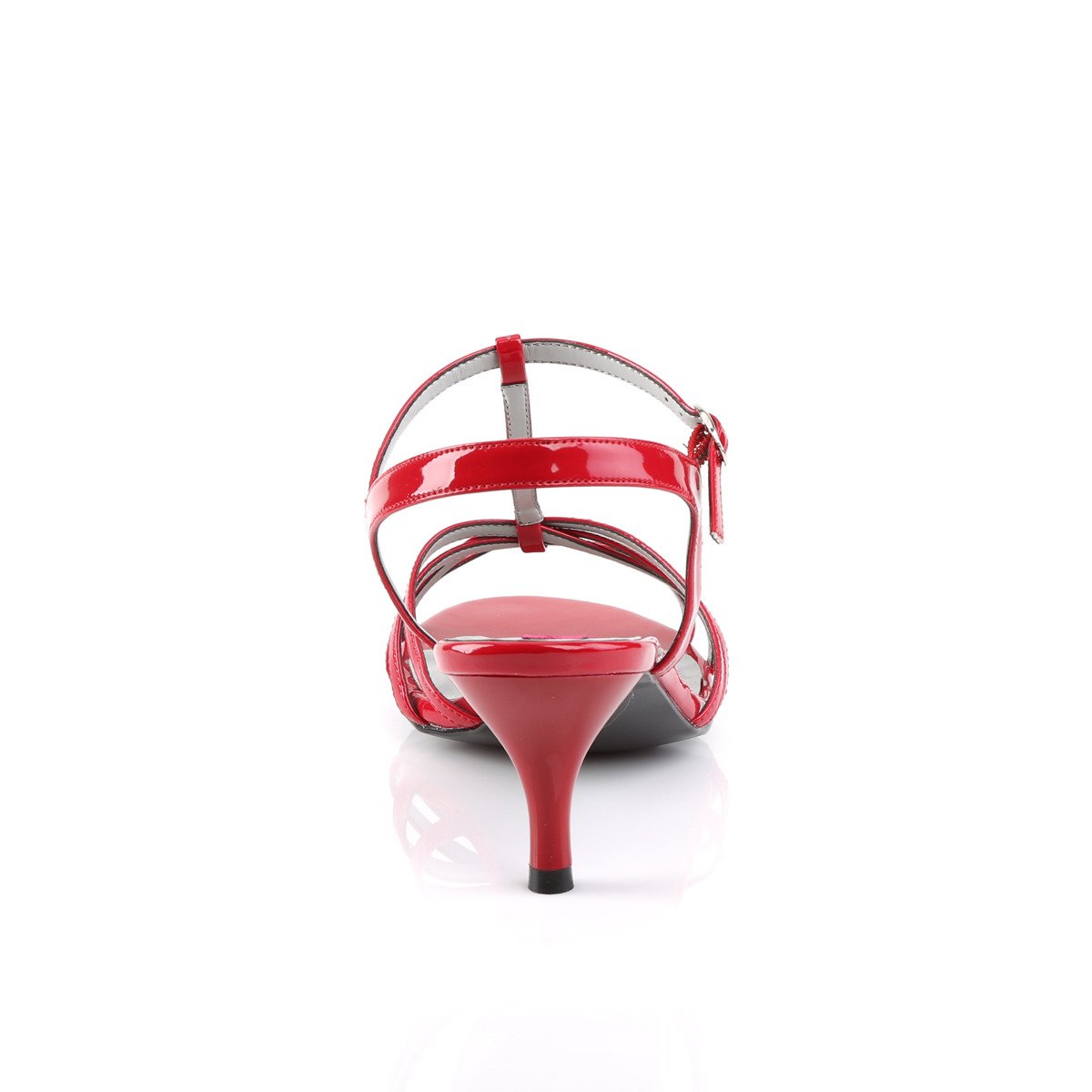 Pleaser Pink Label Kitten-06 R - Shiny Red Heeled Single Sole Sandals