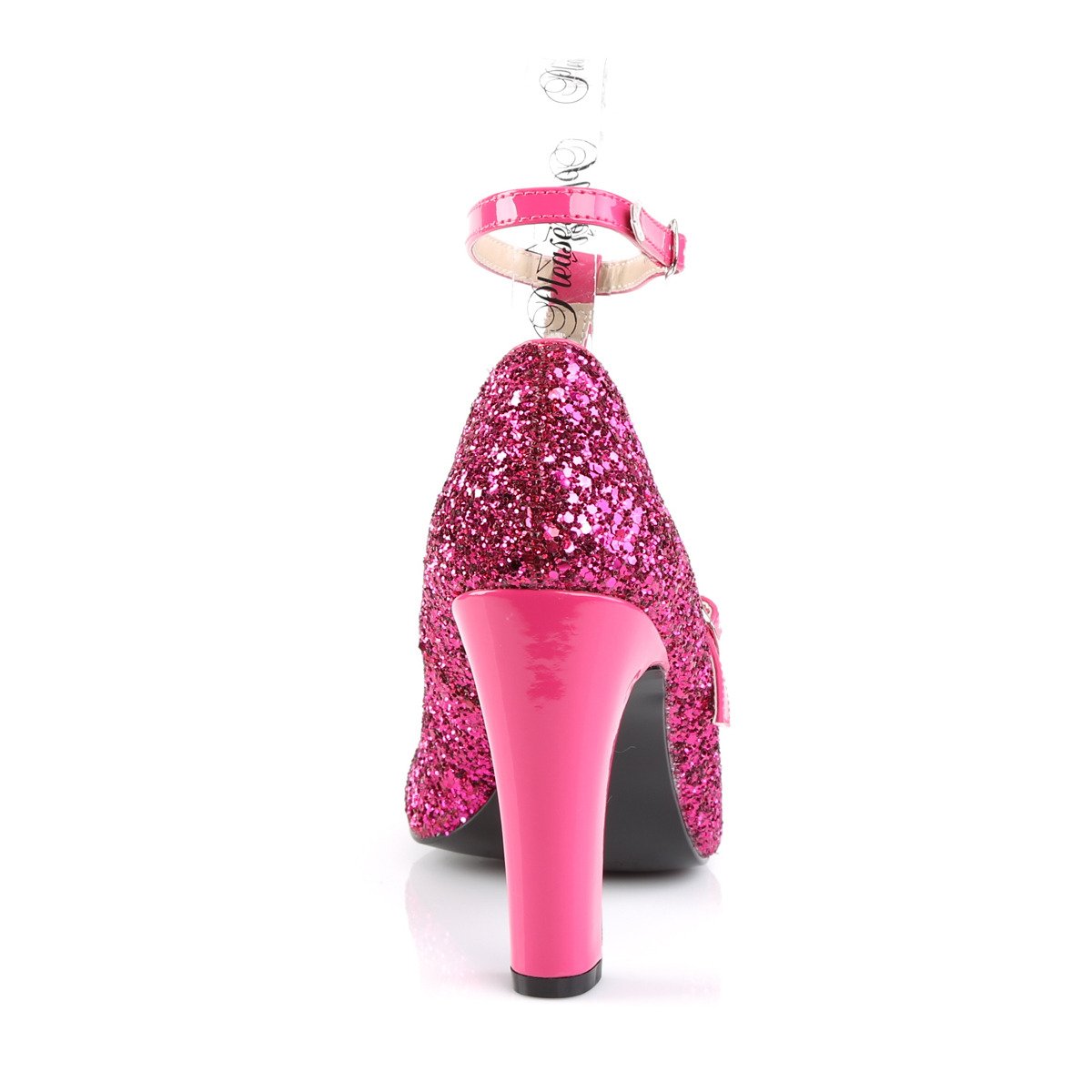 Pleaser Pink Label Queen-01 HP-HPG - Pink High Chunky-Heel Single Sole Pumps With Straps