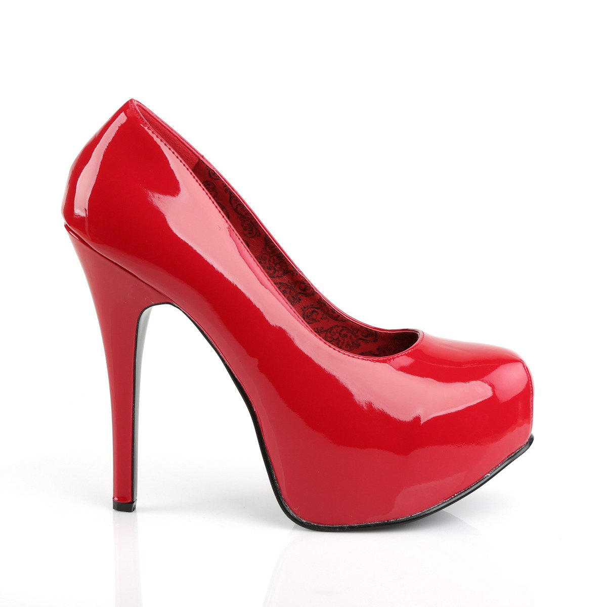 Pleaser Pink Label Teeze-06W R - Shiny Red Platform High-Heel Heels