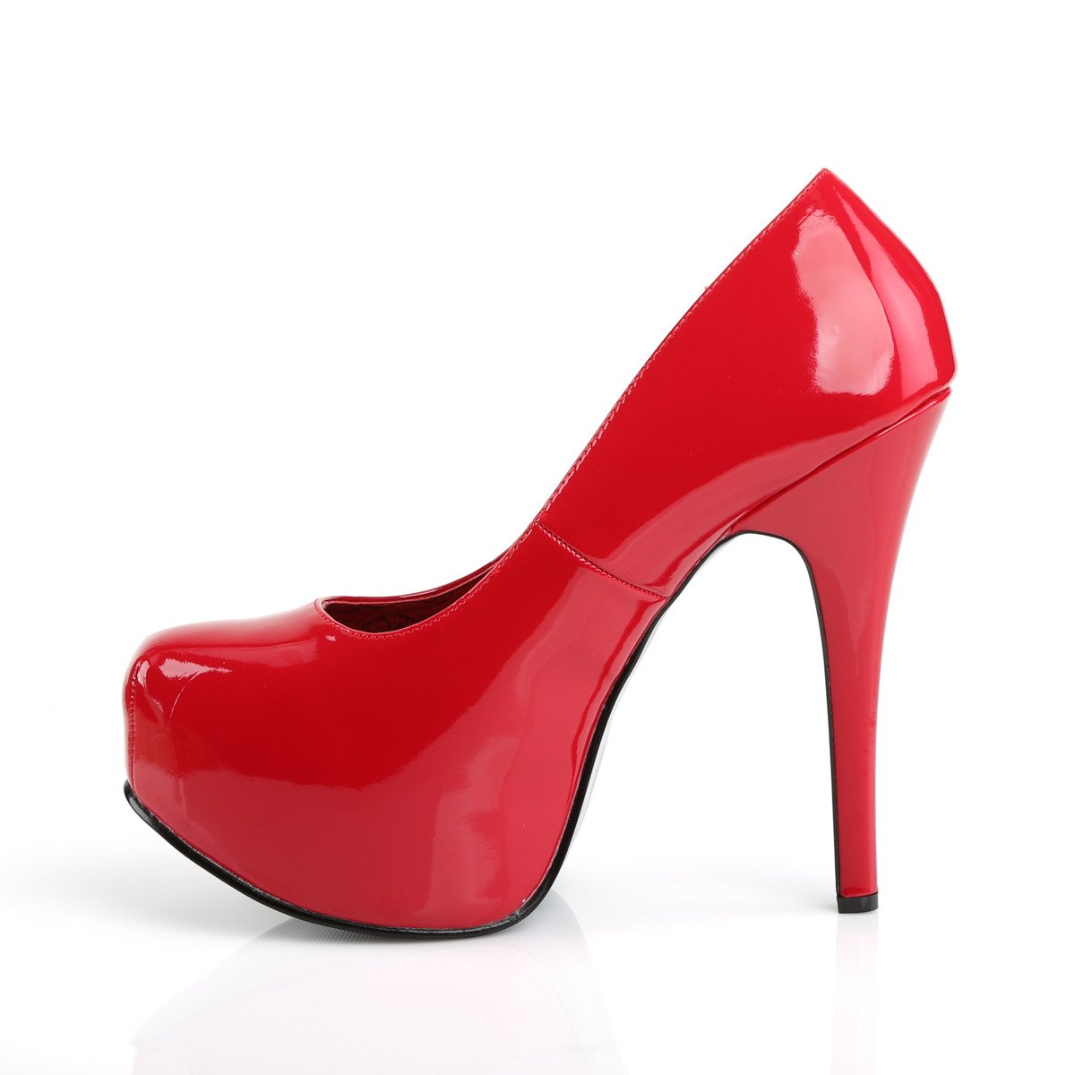 Pleaser Pink Label Teeze-06W R - Shiny Red Platform High-Heel Heels