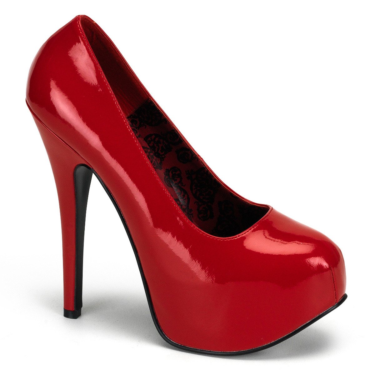 Pleaser Pink Label Teeze-06W R - Shiny Red Platform High-Heel Heels