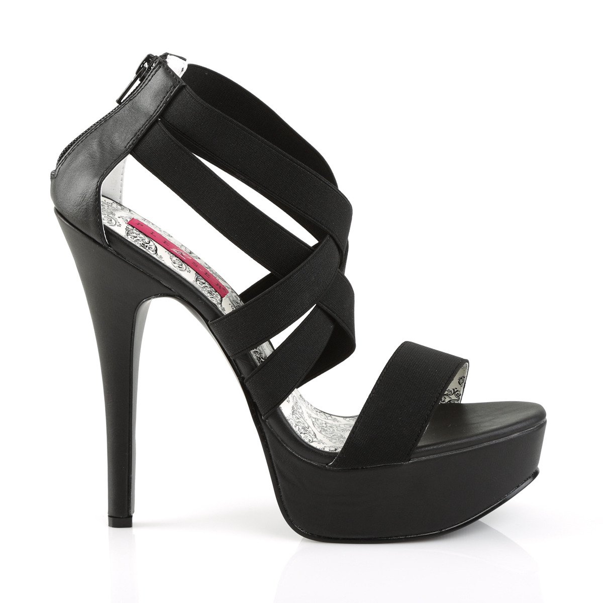 Pleaser Pink Label Teeze-47W B - Black Platform High-Heel Sandals