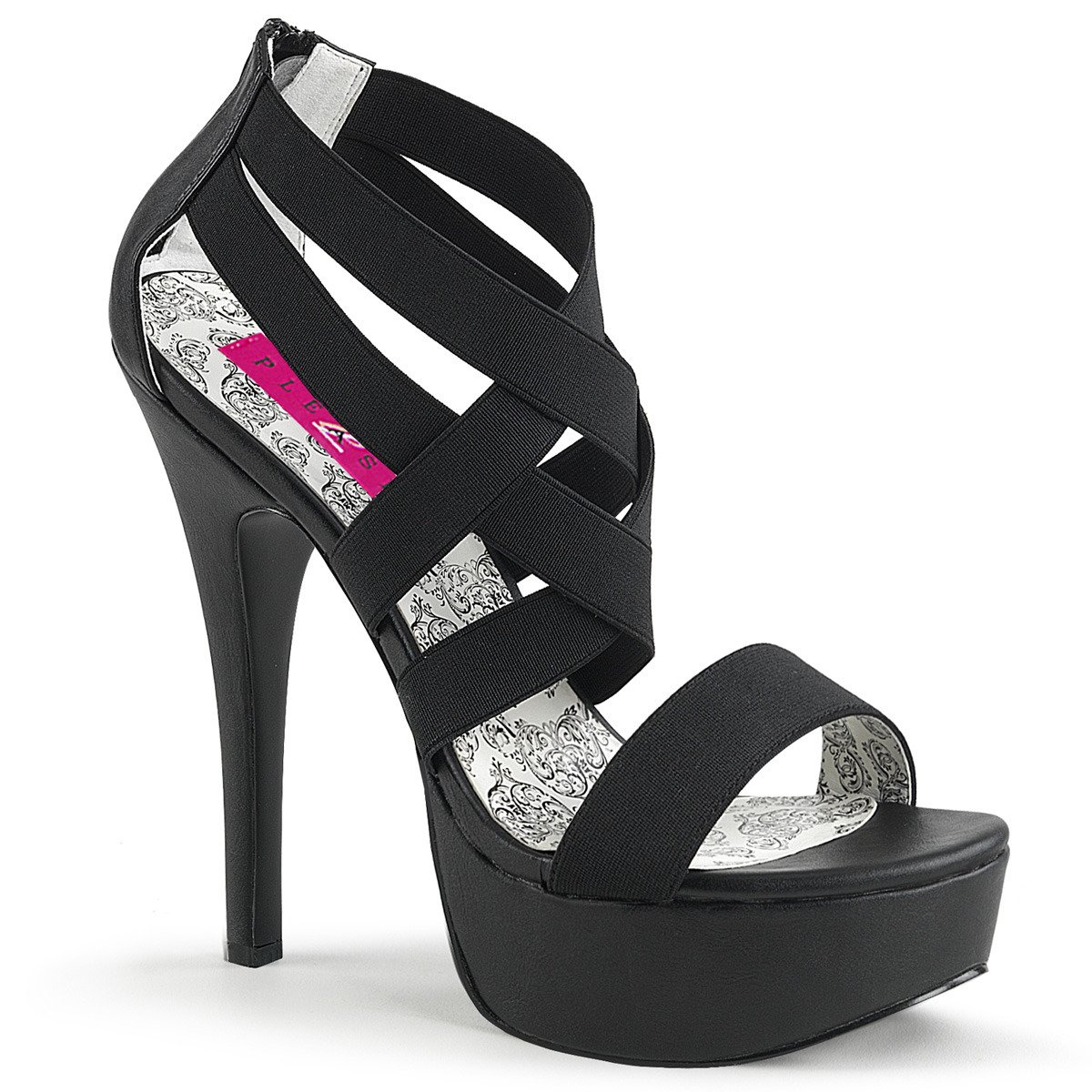 Pleaser Pink Label Teeze-47W B - Black Platform High-Heel Sandals