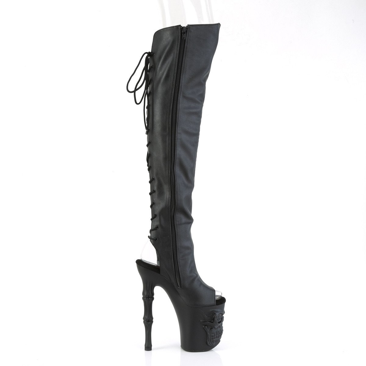 Pleaser Rapture-3019 BPU/M - Black High-Platform Peep Toe Boots