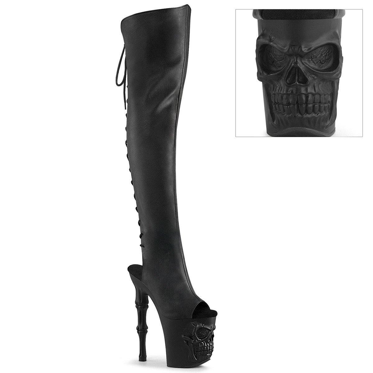 Pleaser Rapture-3019 BPU/M - Black High-Platform Peep Toe Boots