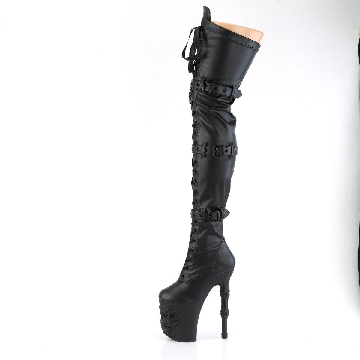 Pleaser Rapture-3028 BPU/M - Black High-Platform Knee High Boots