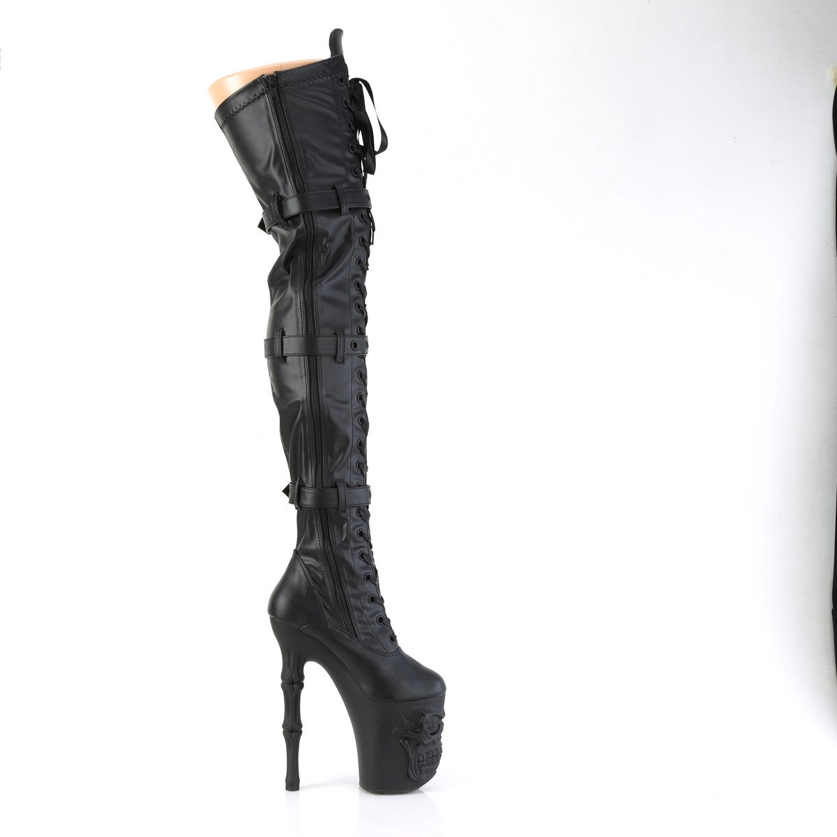 Pleaser Rapture-3028 BPU/M - Black High-Platform Knee High Boots