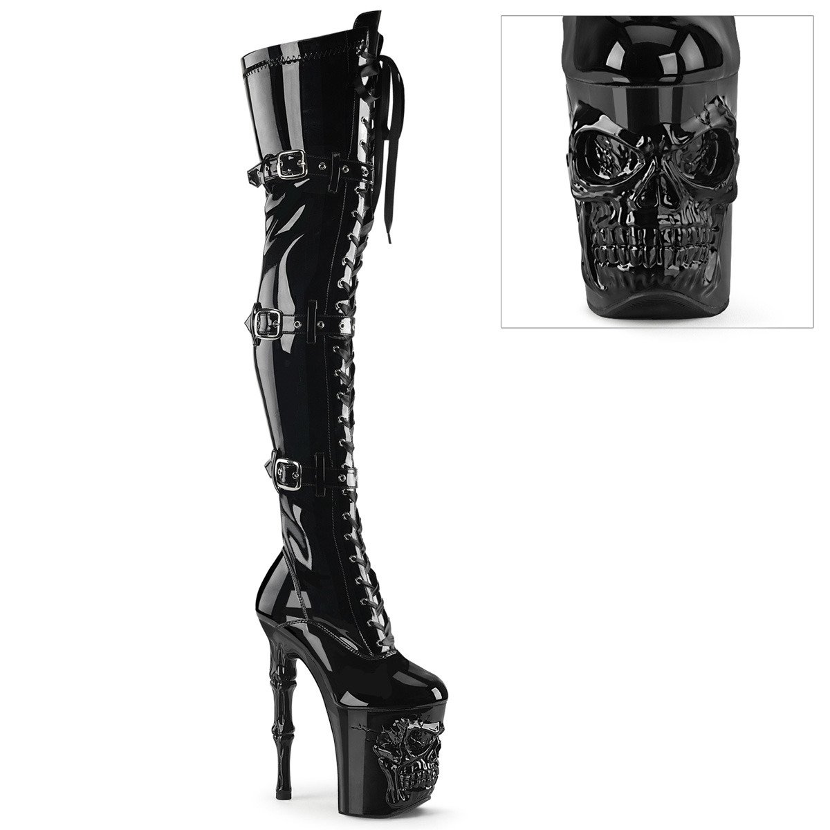 Pleaser Rapture-3028 B/M - Black High-Platform Knee High Boots