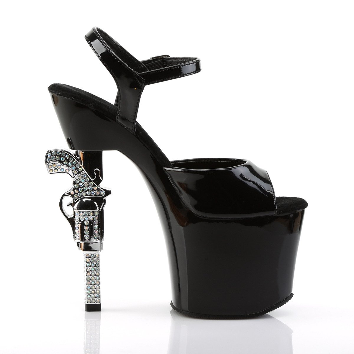 Pleaser Revolver-709 B/M - Black High-Platform Sandals