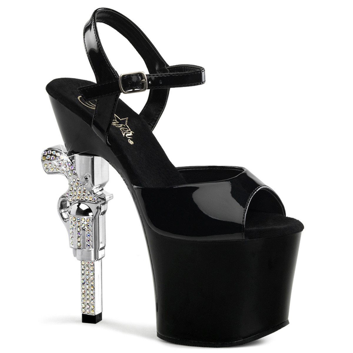 Pleaser Revolver-709 B/M - Black High-Platform Sandals